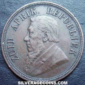 1892 South African Bronze "ZAR" Penny (Obverse)