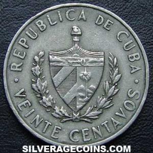 1962 Cuban 20 Centavos (José Marti) (Obverse)
