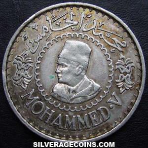 AH1376 (1956) (a) Mohammed V Moroccan Silver 500 Francs (Obverse)