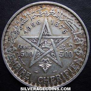 AH1376 (1956) (a) Mohammed V Moroccan Silver 500 Francs (Reverse)