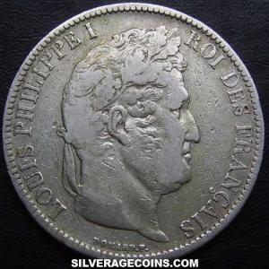 1831 A Louis Philippe I French Silver 5 Francs (raised edge) (Obverse)