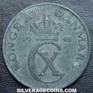 1942 (h) N S Christian X Danish 5 Øre (Obverse)