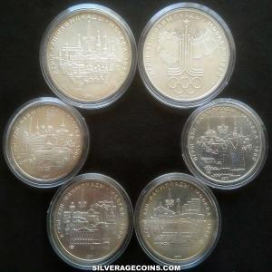 1977 (6) Russia XXII Summer Olympics Moscow 1980 Silver Box Set (Reverse)