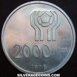 1978 Argentinian Silver 2000 Pesos (World Cup) (Reverse)