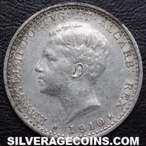 1910 Manuel II Portuguese Silver 100 Reis (Obverse)