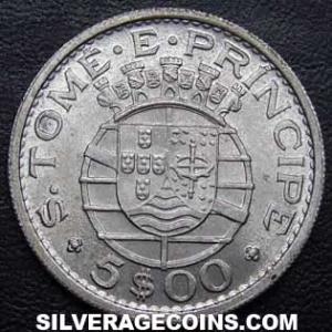 1962 Santomean Silver 5 Escudos (Reverse)