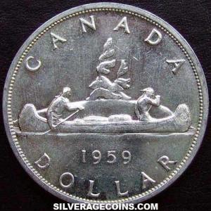 Dólar "Voyageur" de Plata Canadiense de Isabel II 1959 (Reverso)