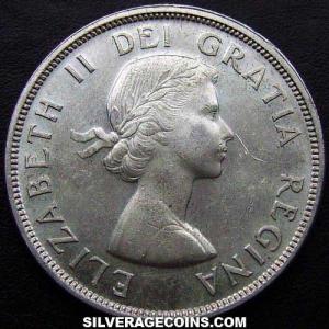 1960 Elizabeth II Canadian "Voyageur" Silver Dollar (Obverse)