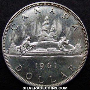 1961 Elizabeth II Canadian "Voyageur" Silver Dollar (Reverse)