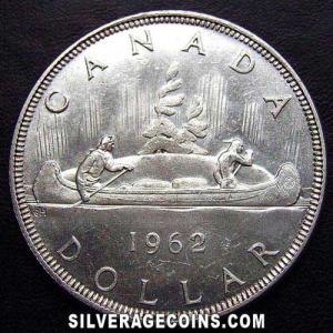 1962 Elizabeth II Canadian "Voyageur" Silver Dollar (Reverse)