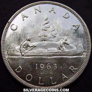 Dólar "Voyageur" de Plata Canadiense de Isabel II 1963 (Reverso)