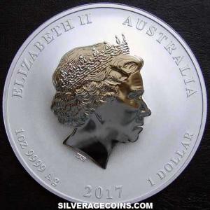 2017 P Elizabeth II Australian Dollar 1 Ounce Silver (Lunar II: Rooster) (Obverse)
