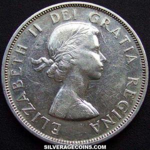 Dólar de Plata Canadiense de Elizabeth II (Columbia Británica) 1958 (Anverso)