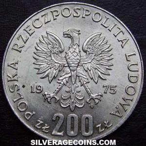 1975 MW Polish Silver 200 Zlotych (Victory over Fascism) (Obverse)