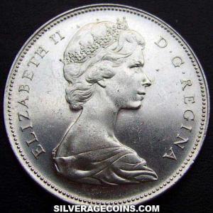 1966 large beads [case] Elizabeth II Canadian "Voyageur" Silver Dollar (Obverse)