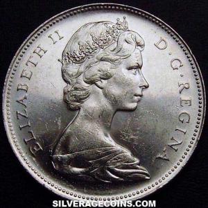 Dólar "Voyageur" de Plata Canadiense de Isabel II 1966 large beads (Anverso)
