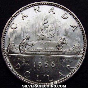 Dólar "Voyageur" de Plata Canadiense de Isabel II 1966 large beads (Reverso)