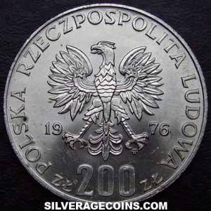 1976 MW Polish Silver 200 Zlotych (XXI Olympics) (Obverse)