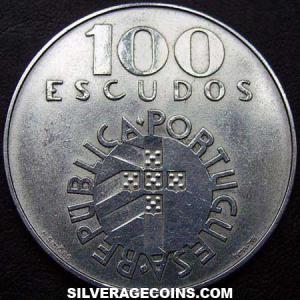 ND (1976) Portuguese Silver 100 Escudos (1974 Revolution) (Obverse)
