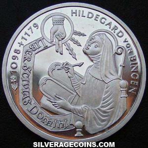 1998 J Proof German Federal Republic Silver 10 Marks (Hildegard von Bingen) (Reverse)