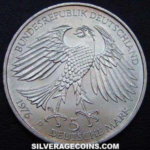 1976 D German Federal Republic Silver 5 Marks (von Grimmelshausen) (Obverse)