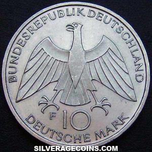 1972 F German Federal Republic Silver 10 Marks (Munich Olympics) (Obverse)