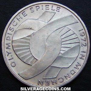 1972 F German Federal Republic Silver 10 Marks (Munich Olympics) (Reverse)
