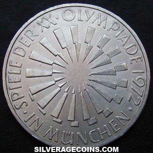 1972 J German Federal Republic Silver 10 Marks (Munich Olympics) (Reverse)