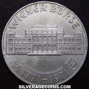 1971 Austrian Silver 25 Schillings (Vienna Bourse) (Reverse)