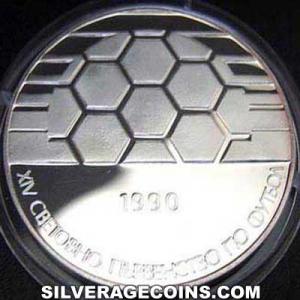 1990 Proof Bulgarian 25 Leva Silver (Italy 1990) (Reverse)