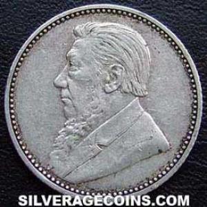 1897 South African Silver "ZAR" Sixpence (Obverse)