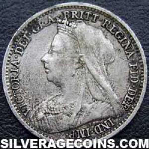 3 Peniques "Widow Head" de Plata Británicos de Victoria 1898 (Anverso)
