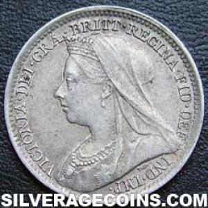 3 Peniques "Widow Head" de Plata Británicos de Victoria 1899 (Anverso)