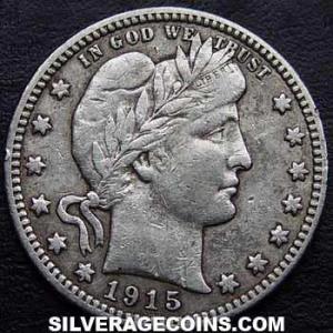 1915 United States "Barber" Silver Quarter Dollar (Obverse)