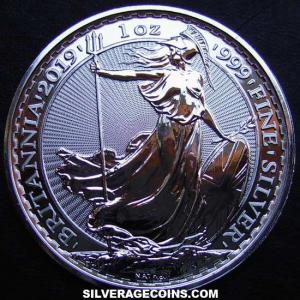 Britania de 2 Libras Británicas de 1 Onza de Plata de Isabel II (Guilloche) 2019 (Reverso)