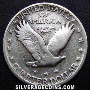 1928 United States "Standing Liberty" Silver Quarter Dollar (type 2 obverse) (Reverse)