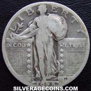 1928 S small S United States "Standing Liberty" Silver Quarter Dollar (type 2 obverse) (Obverse)