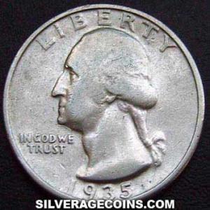 1935 United States "Washington" Silver Quarter Dollar (Obverse)