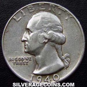 1940 S United States "Washington" Silver Quarter Dollar (Obverse)