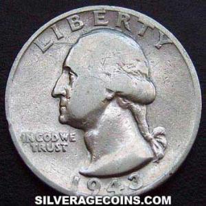 1943 S United States "Washington" Silver Quarter Dollar (Obverse)