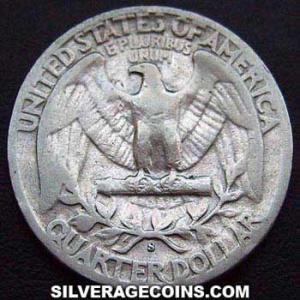 1943 S United States "Washington" Silver Quarter Dollar (Reverse)