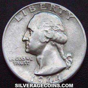 1944 United States "Washington" Silver Quarter Dollar (Obverse)