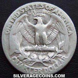 1946 D United States "Washington" Silver Quarter Dollar (Reverse)