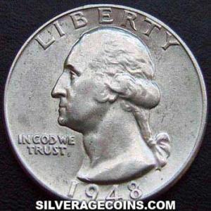 1948 United States "Washington" Silver Quarter Dollar (Obverse)