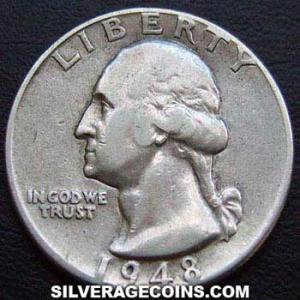 1948 D United States "Washington" Silver Quarter Dollar (Obverse)