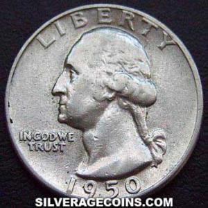 1950 United States "Washington" Silver Quarter Dollar (Obverse)