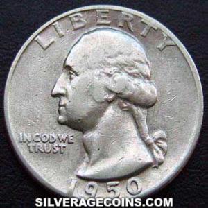 1950 D United States "Washington" Silver Quarter Dollar (Obverse)