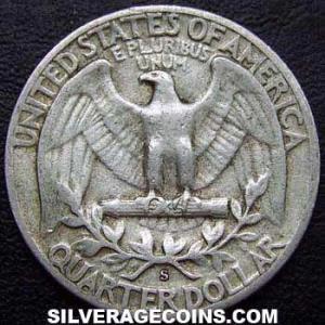 1952 S United States "Washington" Silver Quarter Dollar (Reverse)