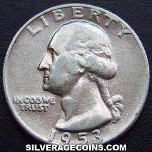 1953 United States "Washington" Silver Quarter Dollar (Obverse)