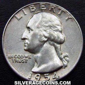 1954 United States "Washington" Silver Quarter Dollar (Obverse)